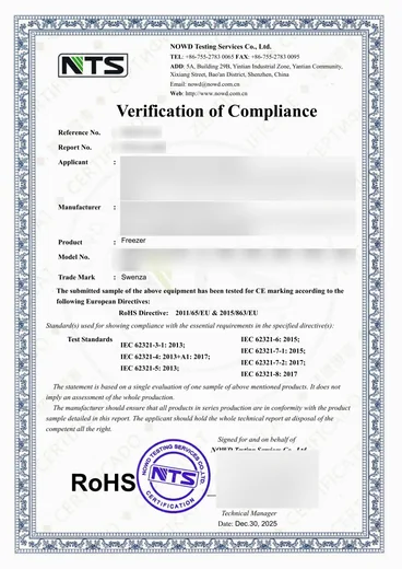 NOWD Testing Services RoHS Verification of Compliance