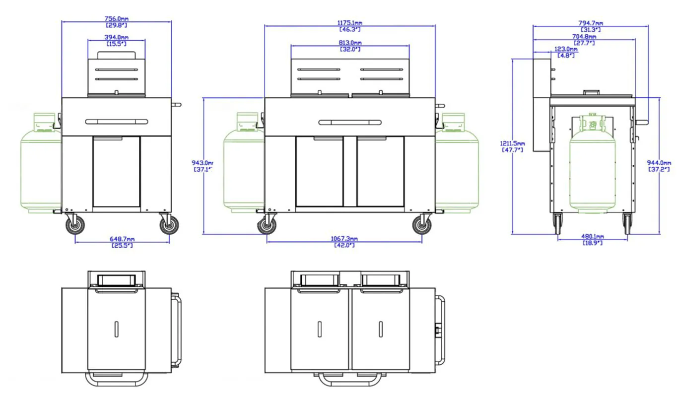 Mobile Outdoor Fryers: dimension drawing
