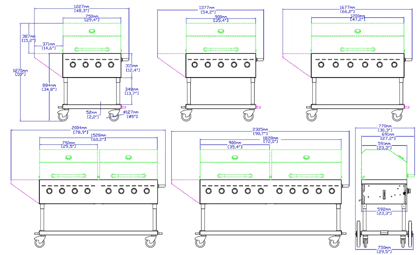 Commercial Outdoor Grills: dimension drawing