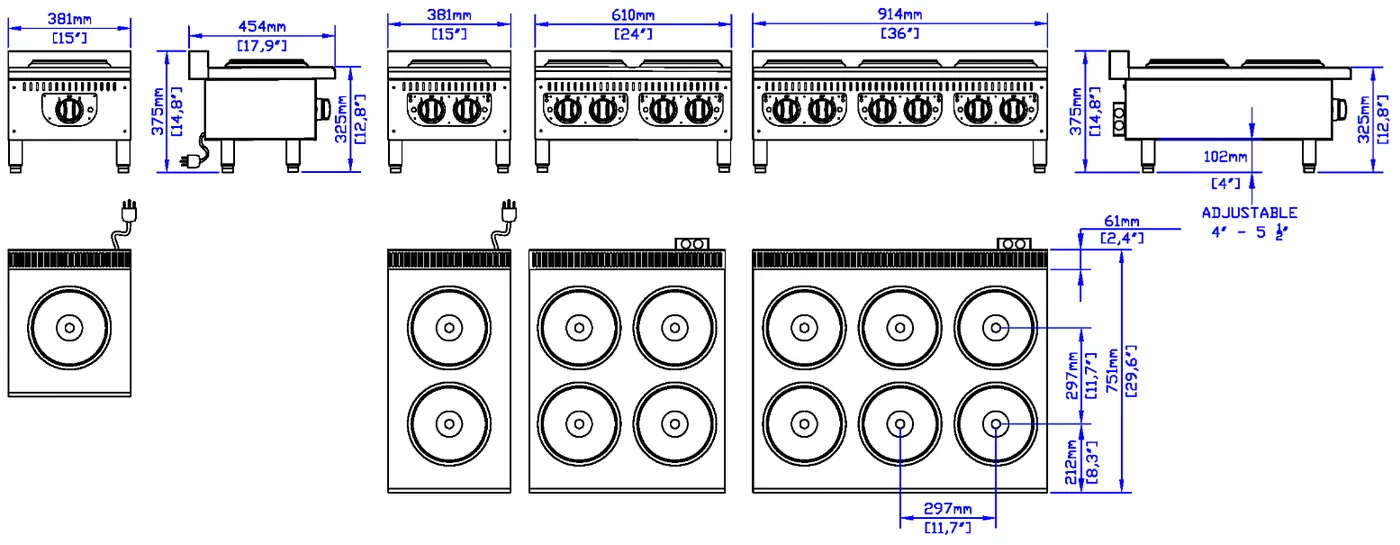Electric Hot Plates · 208/240V: dimension drawing