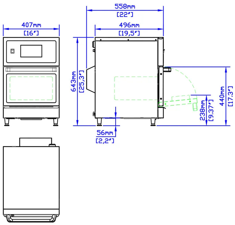 High-Speed Oven: dimension drawing